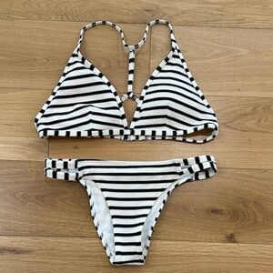 Abercrombie & Fitch Black and White Striped Bikini